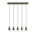 Lampadario con 5 Luci in Ferro e Vetro Made in Italy - Nuvoloso