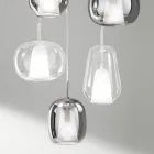 Lampadario con 6 Diffusori in Vetro Fumè e Trasparente Made in Italy - Trilly Viadurini