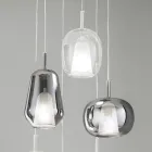 Lampadario con 6 Diffusori in Vetro Fumè e Trasparente Made in Italy - Trilly Viadurini