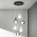 Lampadario con 6 Diffusori in Vetro Fumè e Trasparente - Trilly
