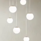 Lampadario con 6 LED Coperti da Vetro Opzionale e Base in Metallo - Faggio Viadurini