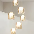 Lampadario con 6 LED Coperti da Vetro Opzionale e Base in Metallo - Faggio Viadurini