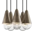 Lampadario con 6 Luci in Ferro e Vetro Made in Italy - Nuvoloso Viadurini