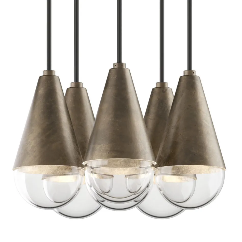 Lampadario con 6 Luci in Ferro e Vetro Made in Italy - Nuvoloso Viadurini