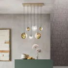 Lampadario con 6 Luci in Vetro Soffiato a Forma di Sfera Made in Italy - Prilla Viadurini