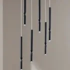 Lampadario con 6 Luci LED in Metallo Verniciato e Cavi Regolabili - Larice Viadurini