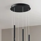 Lampadario con 6 Luci LED in Metallo Verniciato e Cavi Regolabili - Larice Viadurini