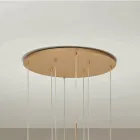 Lampadario con 8 LED in Metallo Verniciato Color Oro e Vetro Soffiato - Ailanto Viadurini