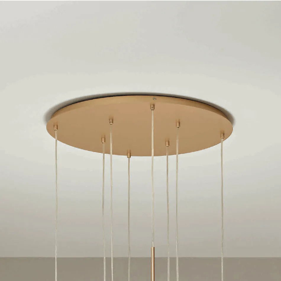 Lampadario con 8 LED in Metallo Verniciato Color Oro e Vetro Soffiato - Ailanto Viadurini