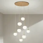 Lampadario con 8 LED in Metallo Verniciato Color Oro e Vetro Soffiato - Ailanto Viadurini