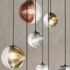 Lampadario con 8 Luci in Vetro Soffiato a Forma di Sfera Made in Italy - Prilla Viadurini