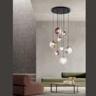 Lampadario con 8 Luci in Vetro Soffiato a Forma di Sfera Made in Italy - Prilla Viadurini