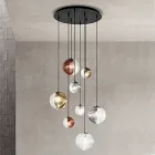 Lampadario con 8 Luci in Vetro Soffiato a Forma di Sfera Made in Italy - Prilla Viadurini
