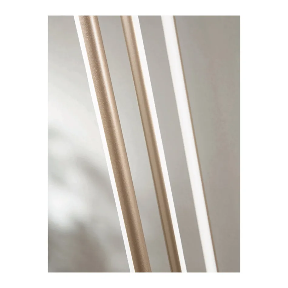 Lampadario con 8 Luci LED in Metallo Verniciato Oro e Cavetti Regolabili - Arancio Viadurini