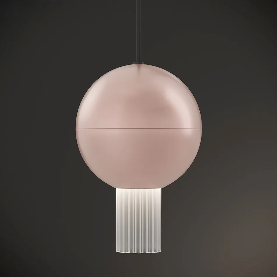 Lampadario con Cilindri in Vetro Canneté Made in Italy - Oris Viadurini