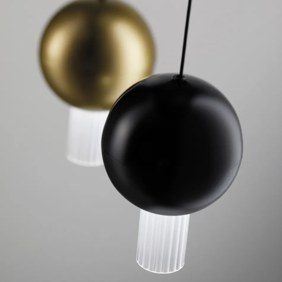 Lampadario con Cilindri in Vetro Canneté Made in Italy - Oris Viadurini