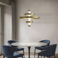 Lampadario con Corpo Luminoso in Vetro e 3 Cerchi in Alluminio - Clara
