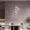 Lampadario con Corpo Luminoso in Vetro e 6 Cerchi in Alluminio - Clara