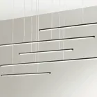 Lampadario con Luci LED Orizzontali in Metallo e Cavetti Regolabili - Arancio Viadurini