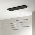 Lampadario con Luci LED Orizzontali in Metallo e Cavetti Regolabili - Arancio