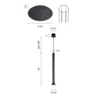 Lampadario con Montatura Metallica Verniciata Nero e Cavi Regolabili - Betulla Viadurini