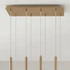 Lampadario con Montatura Metallica Verniciata Oro e Cavi Regolabili - Betulla Viadurini