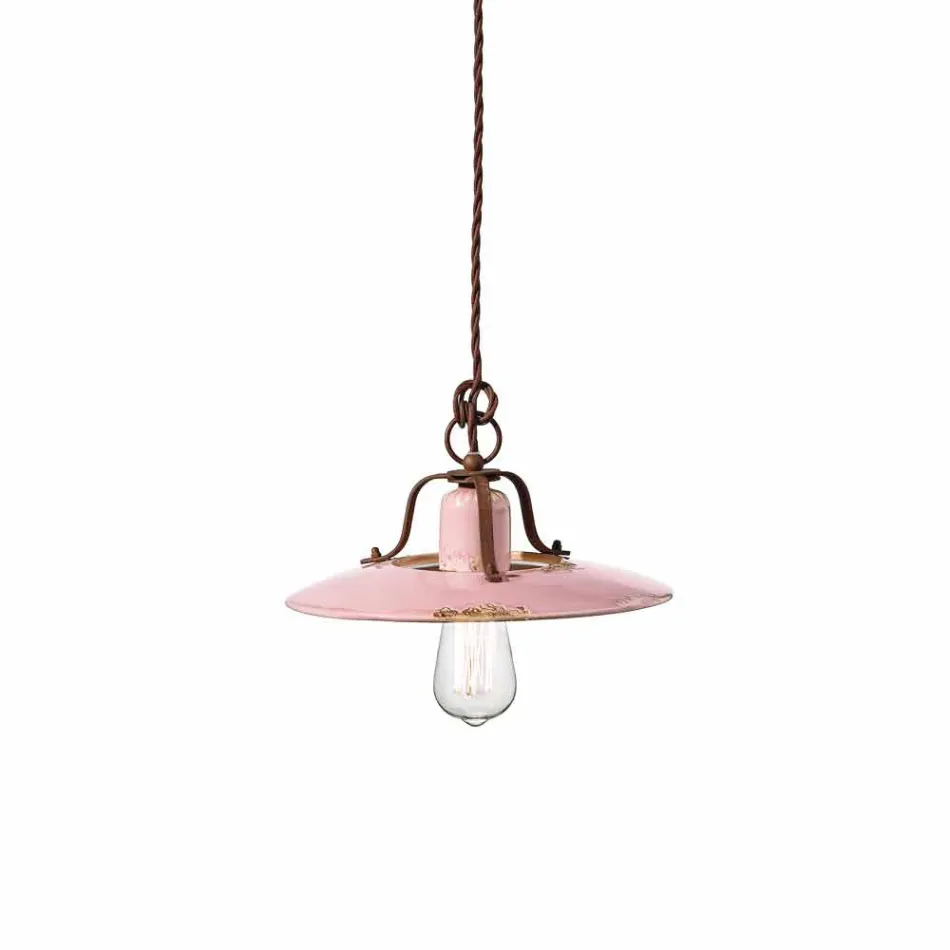 Lampadario country in ceramica e metallo Monica Ferroluce Viadurini