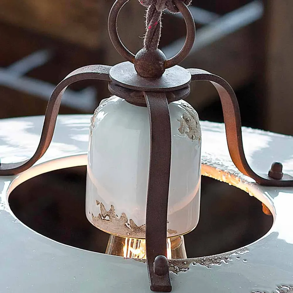 Lampadario country in ceramica e metallo Monica Ferroluce Viadurini