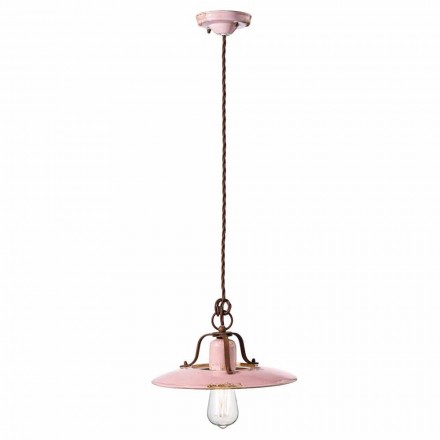 Lampadario country in ceramica e metallo Monica Ferroluce Viadurini