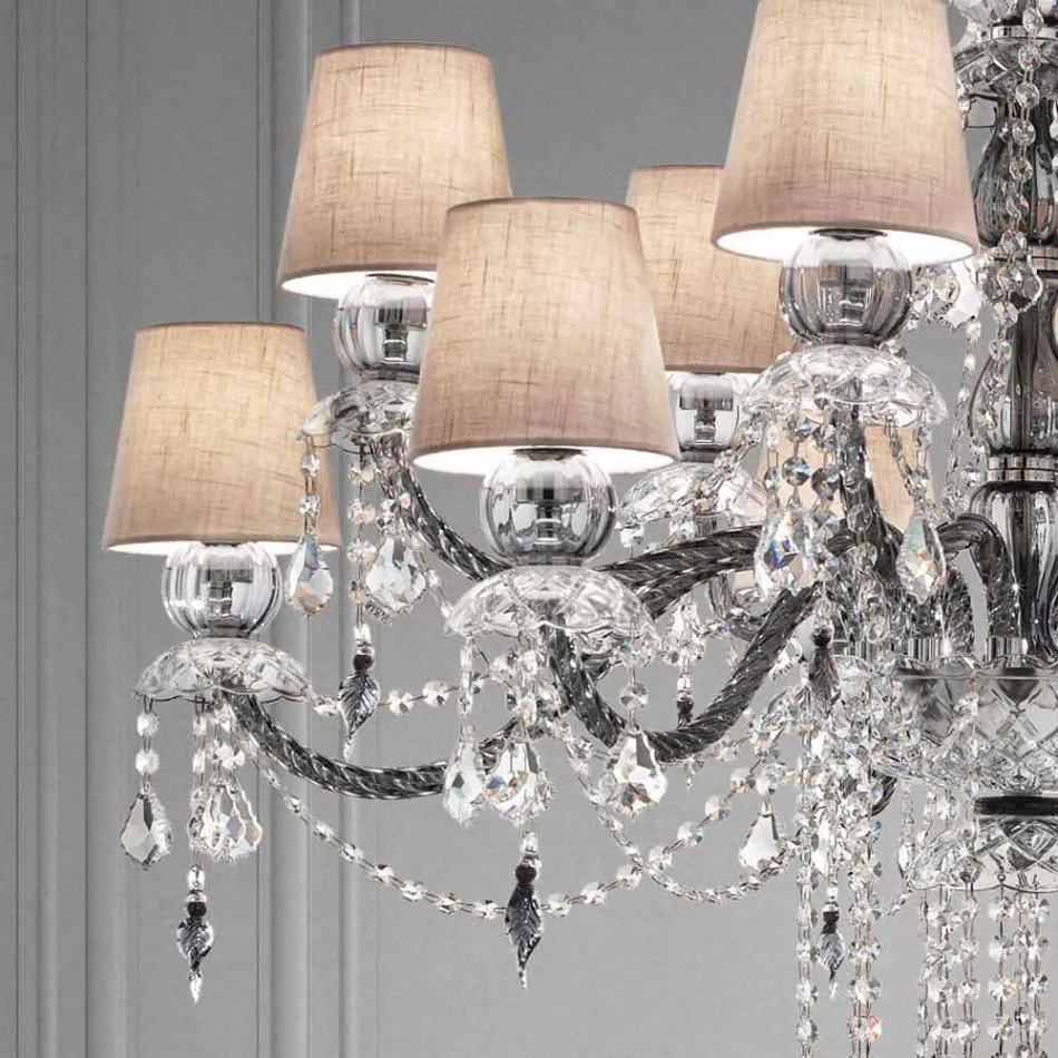 Lampadario da 12 Luci Artigianale in Vetro Veneziano, Made in Italy - Milagros Viadurini