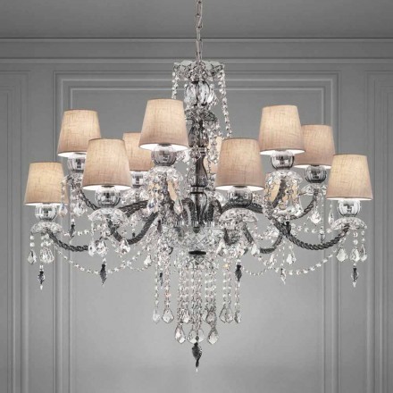 Lampadario da 12 Luci Artigianale in Vetro Veneziano, Made in Italy - Milagros Viadurini