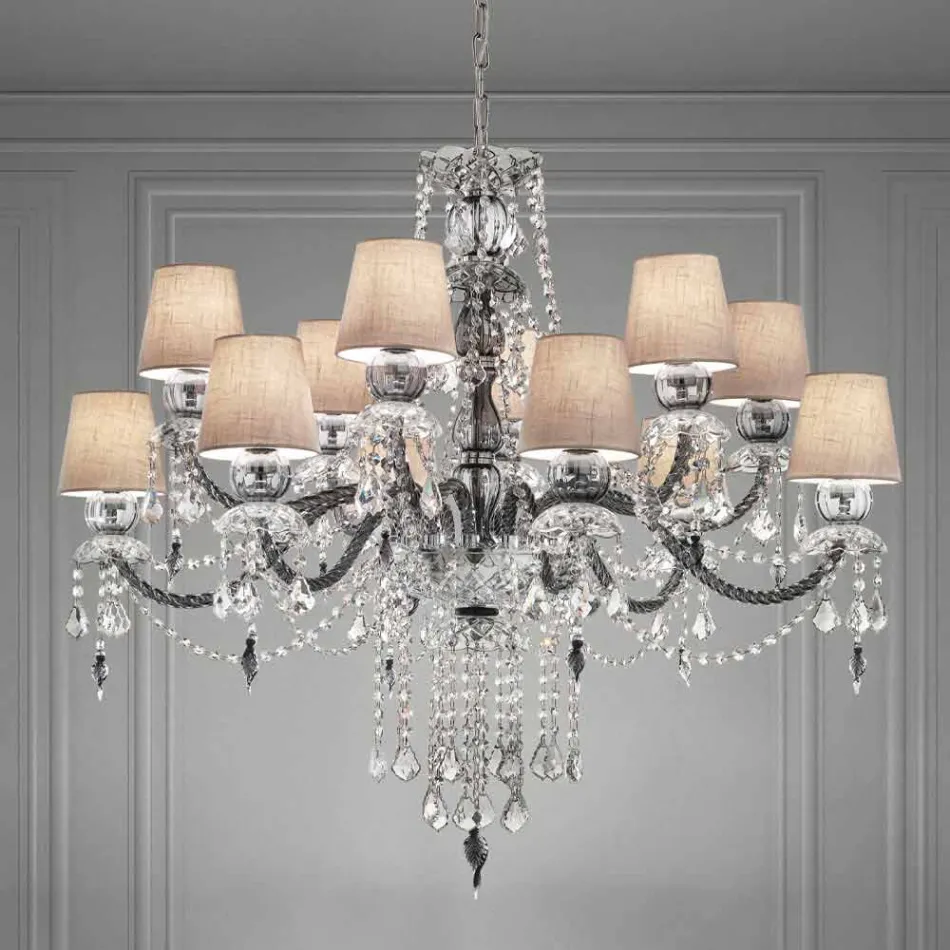Lampadario da 12 Luci Artigianale in Vetro Veneziano, Made in Italy - Milagros Viadurini
