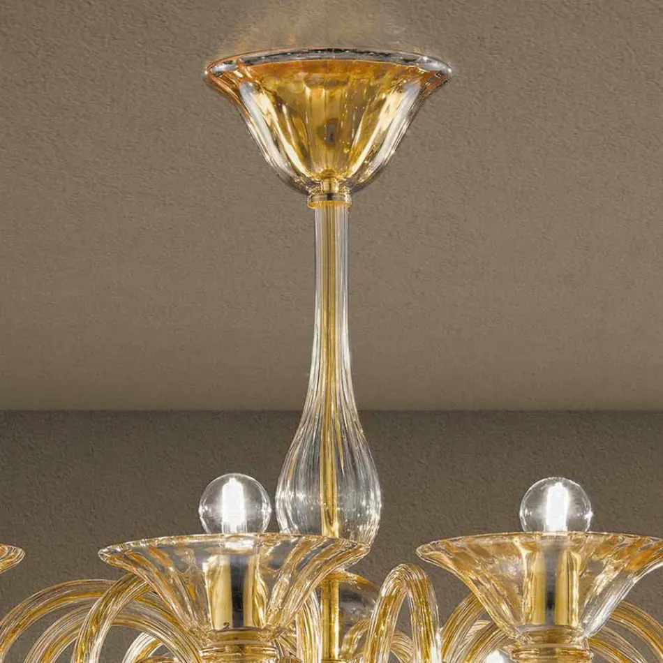 Lampadario da 12 Luci Fatto a Mano in Vetro Veneziano Made in Italy - Margherita Viadurini
