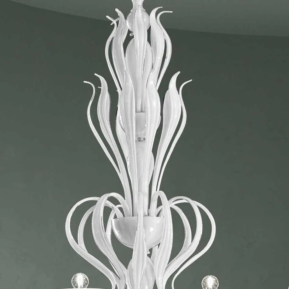 Lampadario da 12 Luci in Vetro di Venezia Realizzato a Mano in Italia - Agustina Viadurini