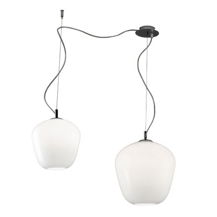 Lampadario Decentrato con Lume Piccolo e Grande in Vetro Made in Italy - Elisia Viadurini