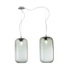 Lampadario Decentrato Due Lumi in Vetro Artigianale Made in Italy - Soffio Viadurini