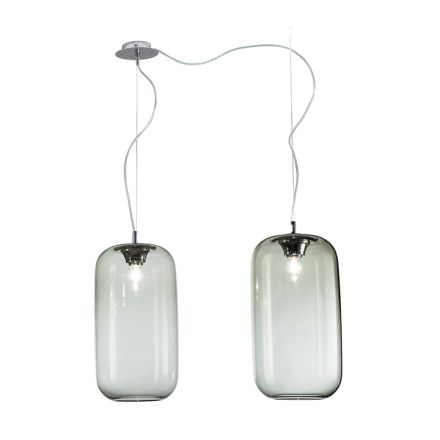 Lampadario Decentrato Due Lumi in Vetro Artigianale Made in Italy - Soffio Viadurini
