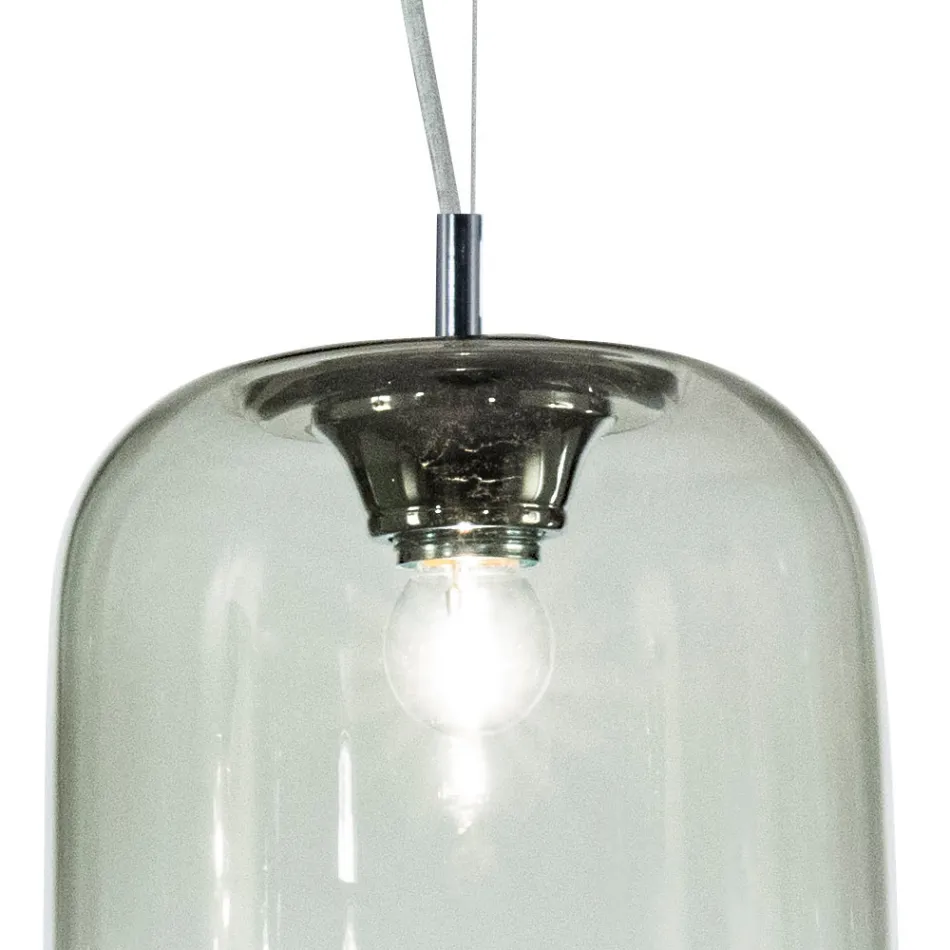 Lampadario Decentrato Due Lumi in Vetro Artigianale Made in Italy - Soffio Viadurini
