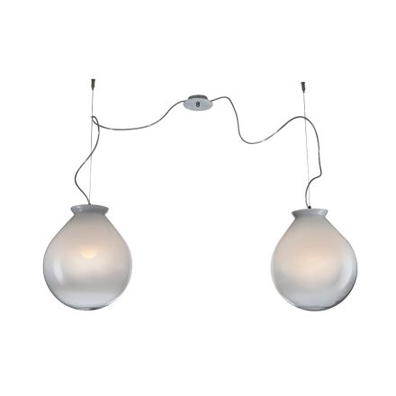 Lampadario Decentrato in Vetro Incamiciato a Mano Made in Italy - Iride Viadurini