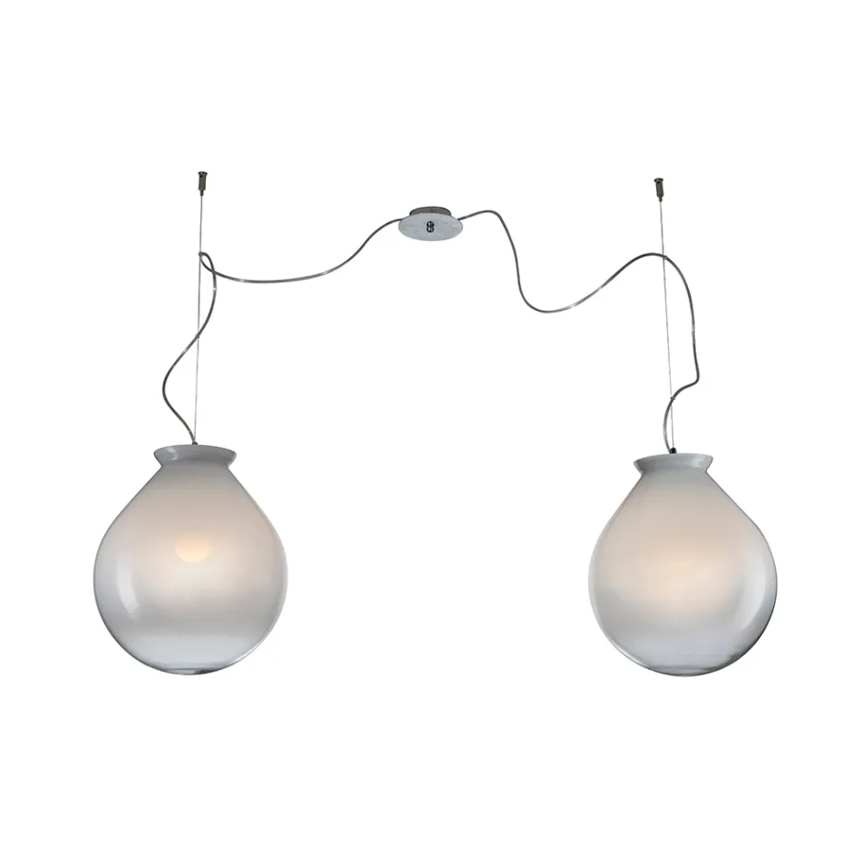 Lampadario Decentrato in Vetro Incamiciato a Mano Made in Italy - Iride Viadurini