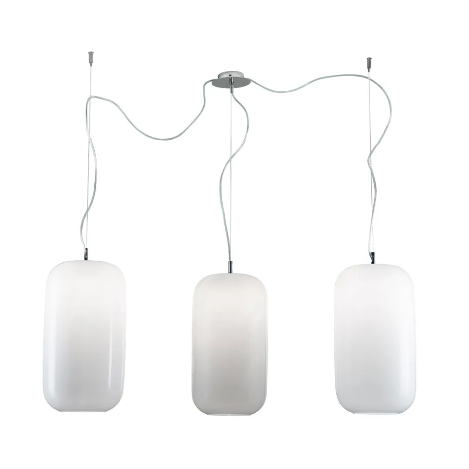 Lampadario Decentrato Tre Lumi in Vetro Veneziano Made in Italy - Soffio Viadurini
