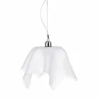 Lampadario design bianco satinato con drappeggio Dafne made in Italy Viadurini