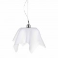 Lampadario design bianco satinato con drappeggio Dafne made in Italy