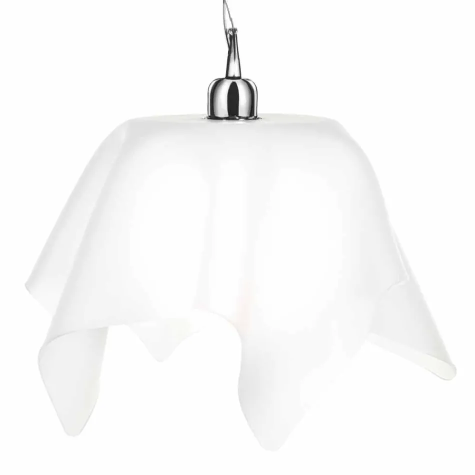 Lampadario design bianco satinato con drappeggio Dafne made in Italy Viadurini