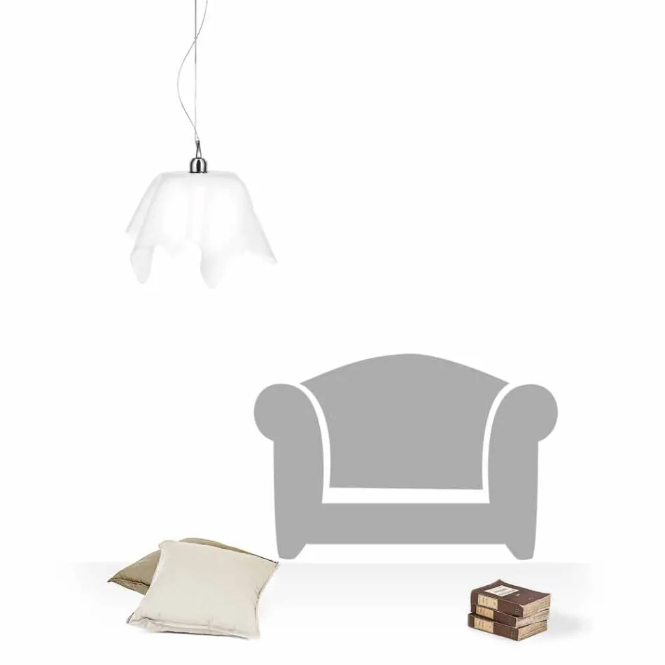 Lampadario design bianco satinato con drappeggio Dafne made in Italy Viadurini