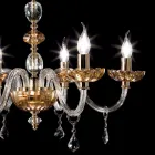 Lampadario design classico a 6 luci in vetro e cristallo Belle Viadurini
