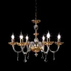 Lampadario design classico a 6 luci in vetro e cristallo Belle Viadurini
