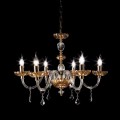 Lampadario design classico a 6 luci in vetro e cristallo Belle