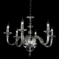Lampadario di design a 6 luci in vetro e cristallo Ivy, made in Italy