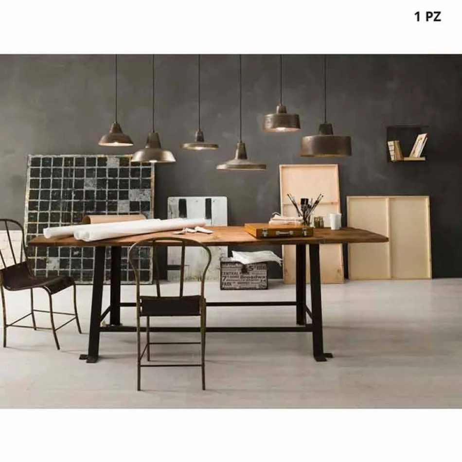 Lampadario di design stile industriale in ferro anticato Monica Viadurini